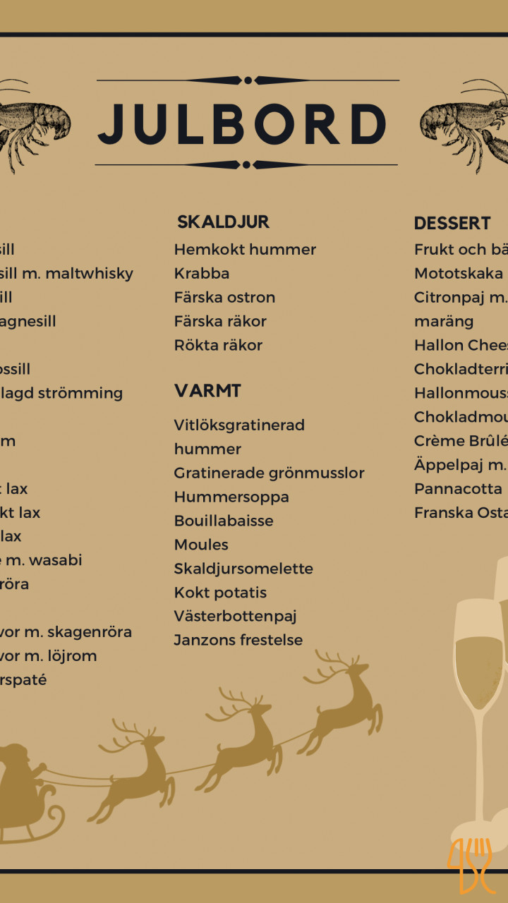Oyster Stockholm Ab Meny