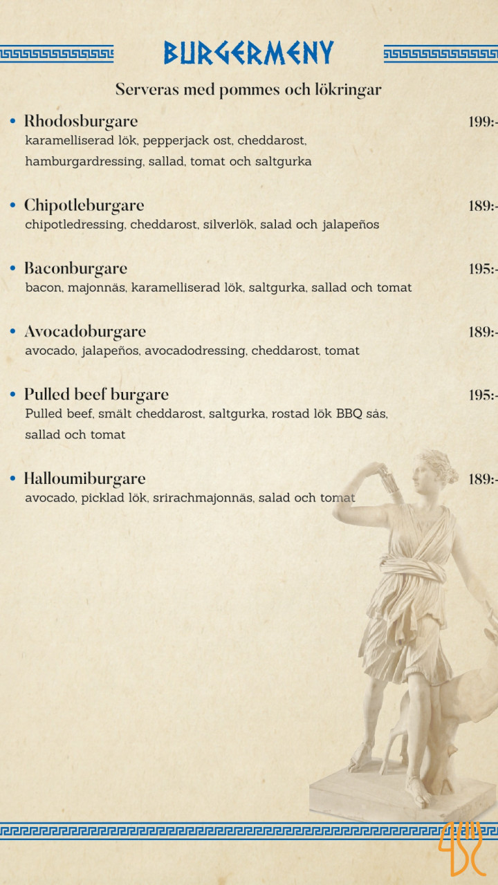 Rhodos Kolgrill Meny