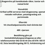 Shakespeare Höganäs Restaurang Pub Meny