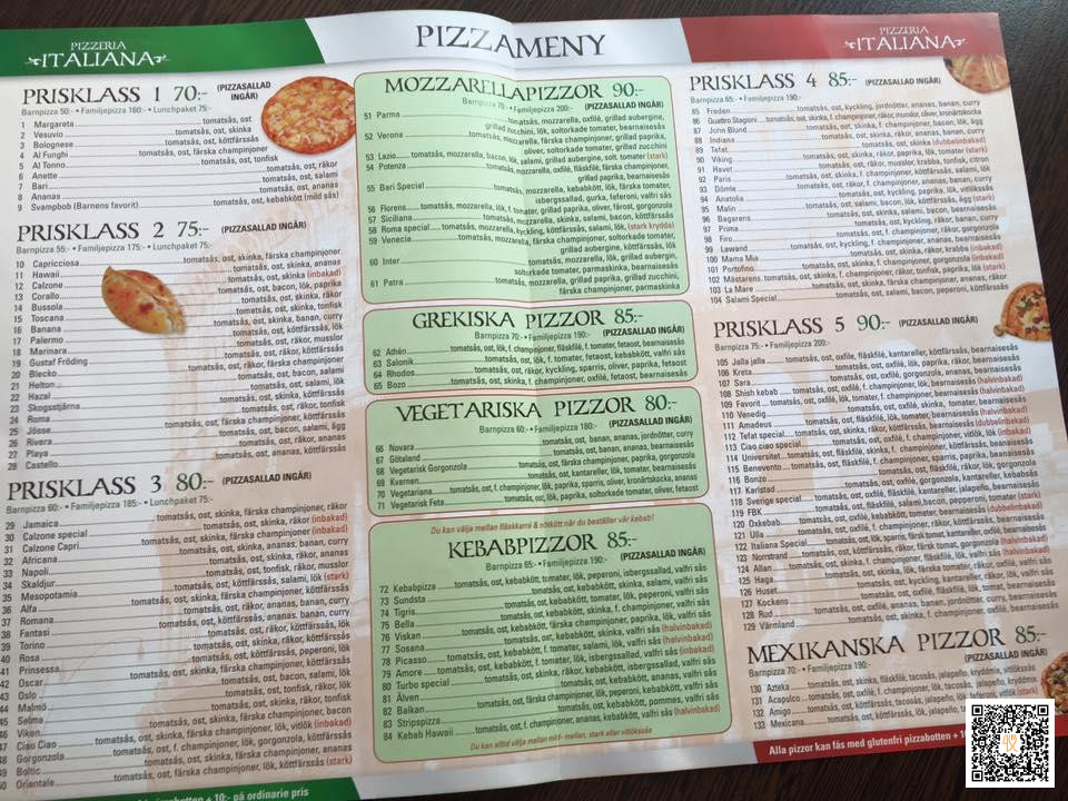 Pizzeria Italiana Meny