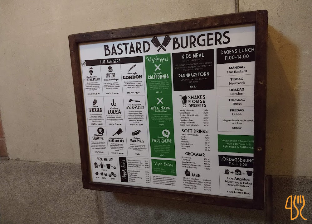 Bastard Burgers Meny