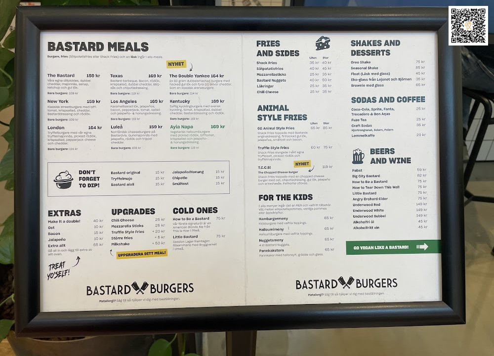 Bastard Burgers Meny