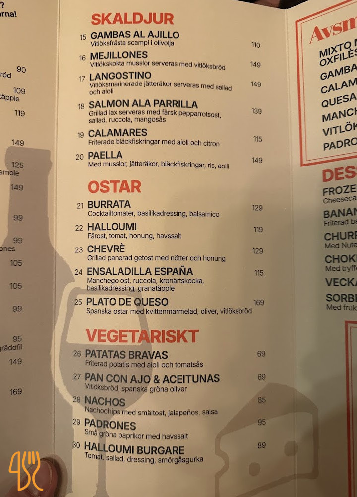 Sangria Tapas Meny
