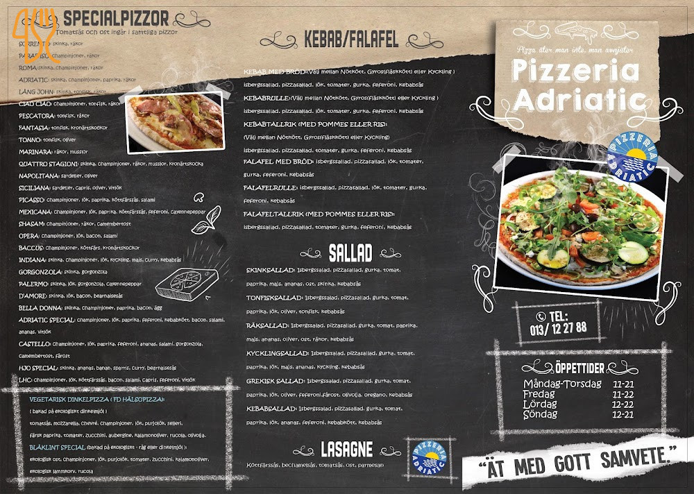 Pizzeria Adriatic I Linköping Meny