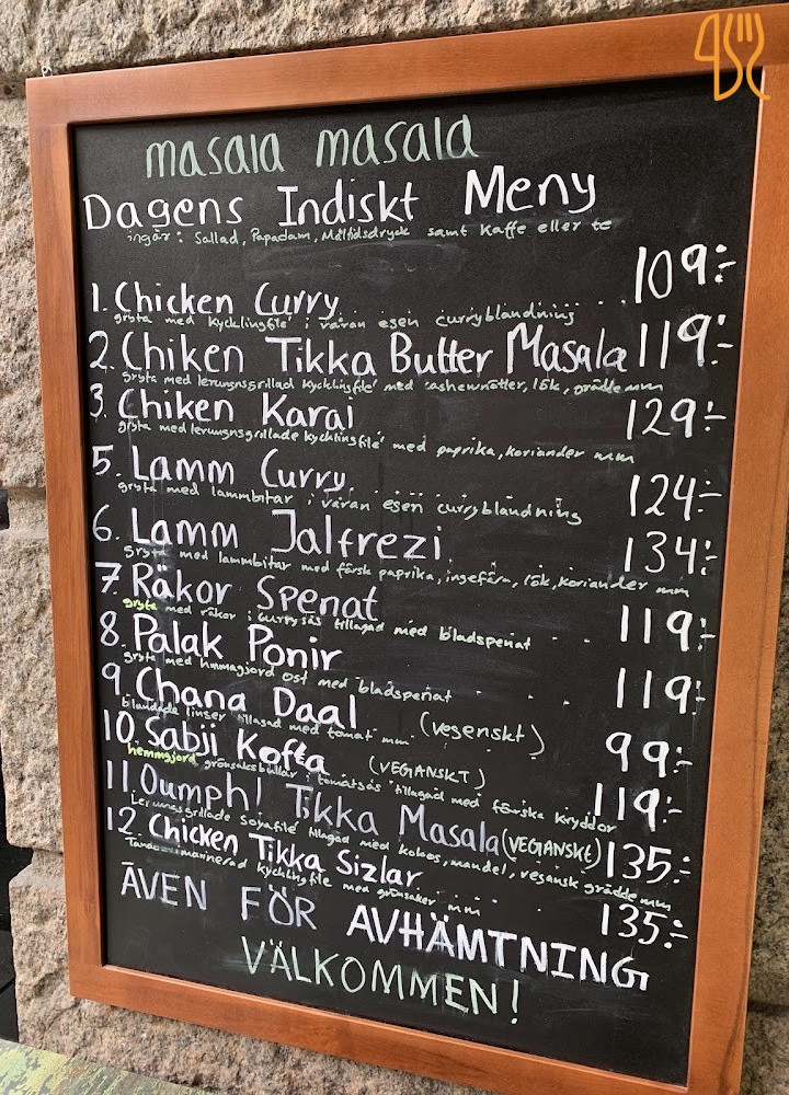 Masala Masala Hornsgatan Meny