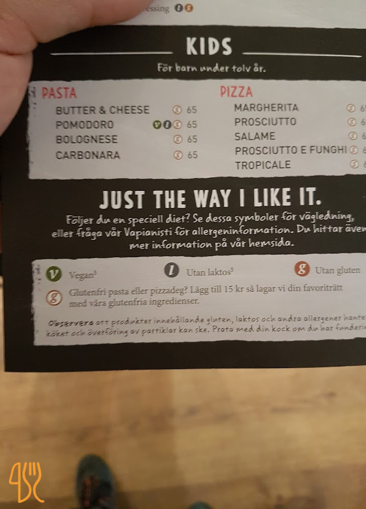 Vapiano Kungsport Meny
