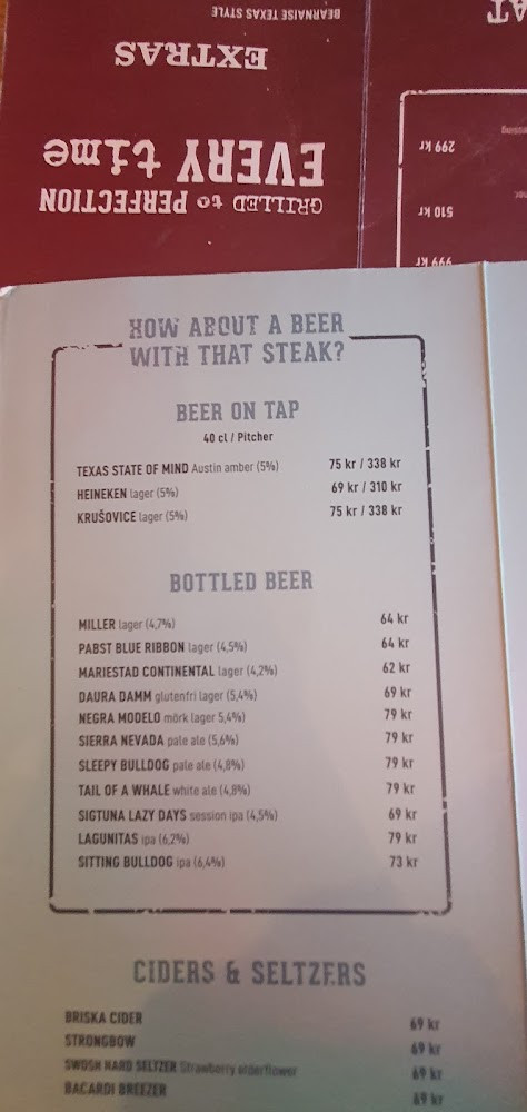Texas Longhorn Södra Vägen Meny
