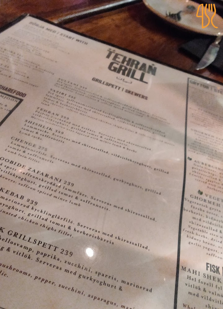 Tehran Grill Meny