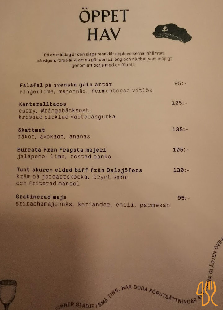 Den Gyllene Räven Meny
