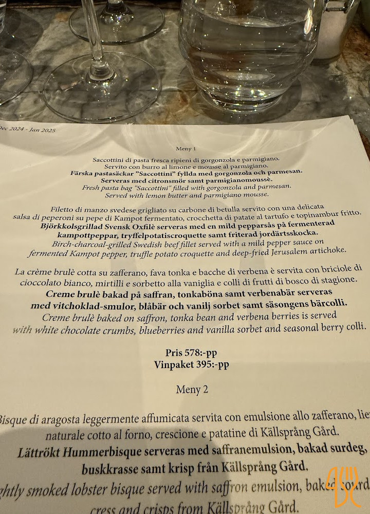 Restaurang Amano Meny