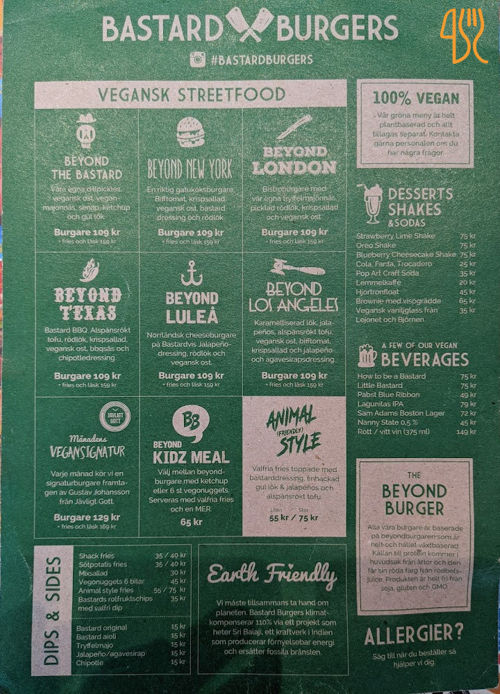 Bastard Burgers Meny