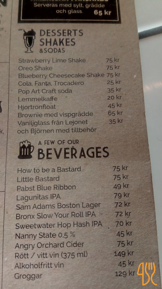 Bastard Burgers Meny