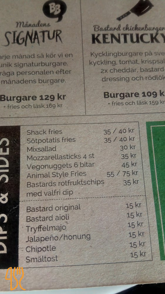 Bastard Burgers Meny