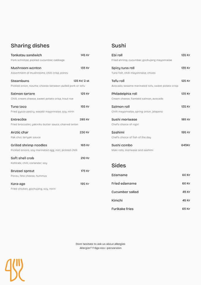 Lokal Izakaya Meny