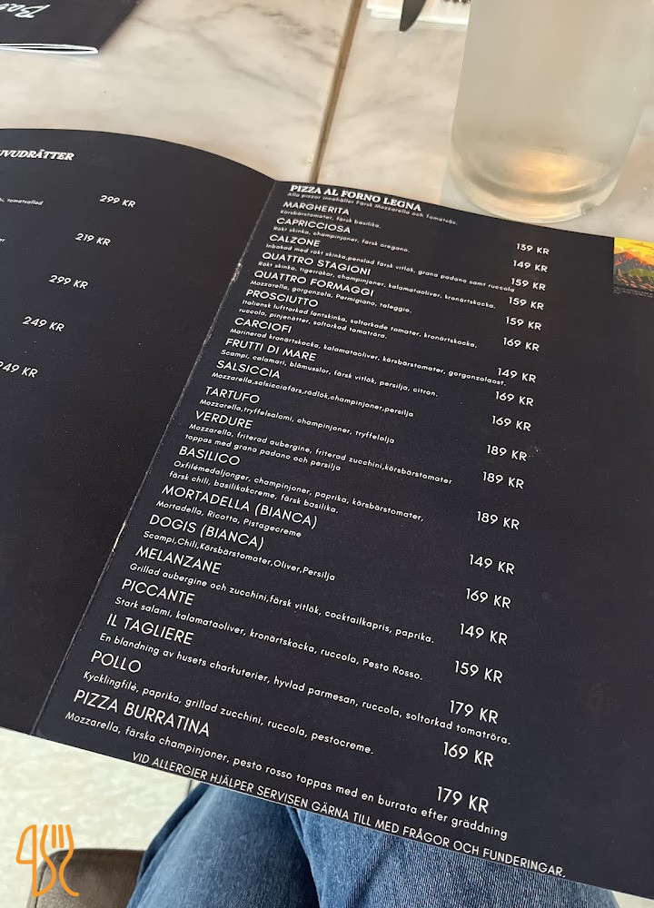 Restaurang Basilico Meny