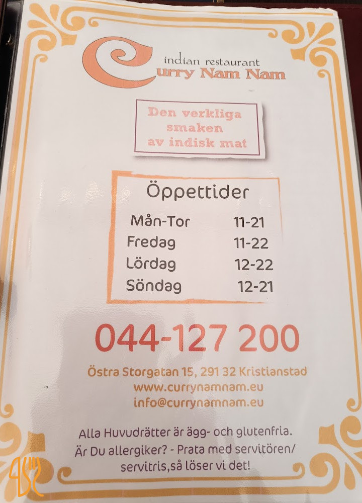 Curry Namnam Kristianstad Meny