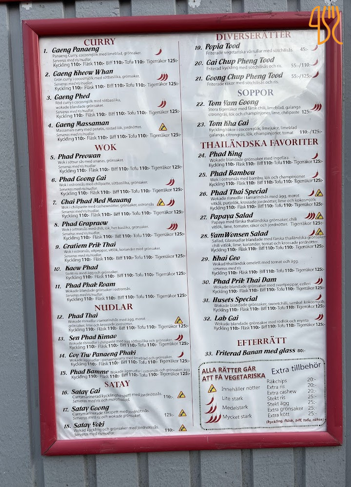 Järnvägsgatans Thai Take Away Meny