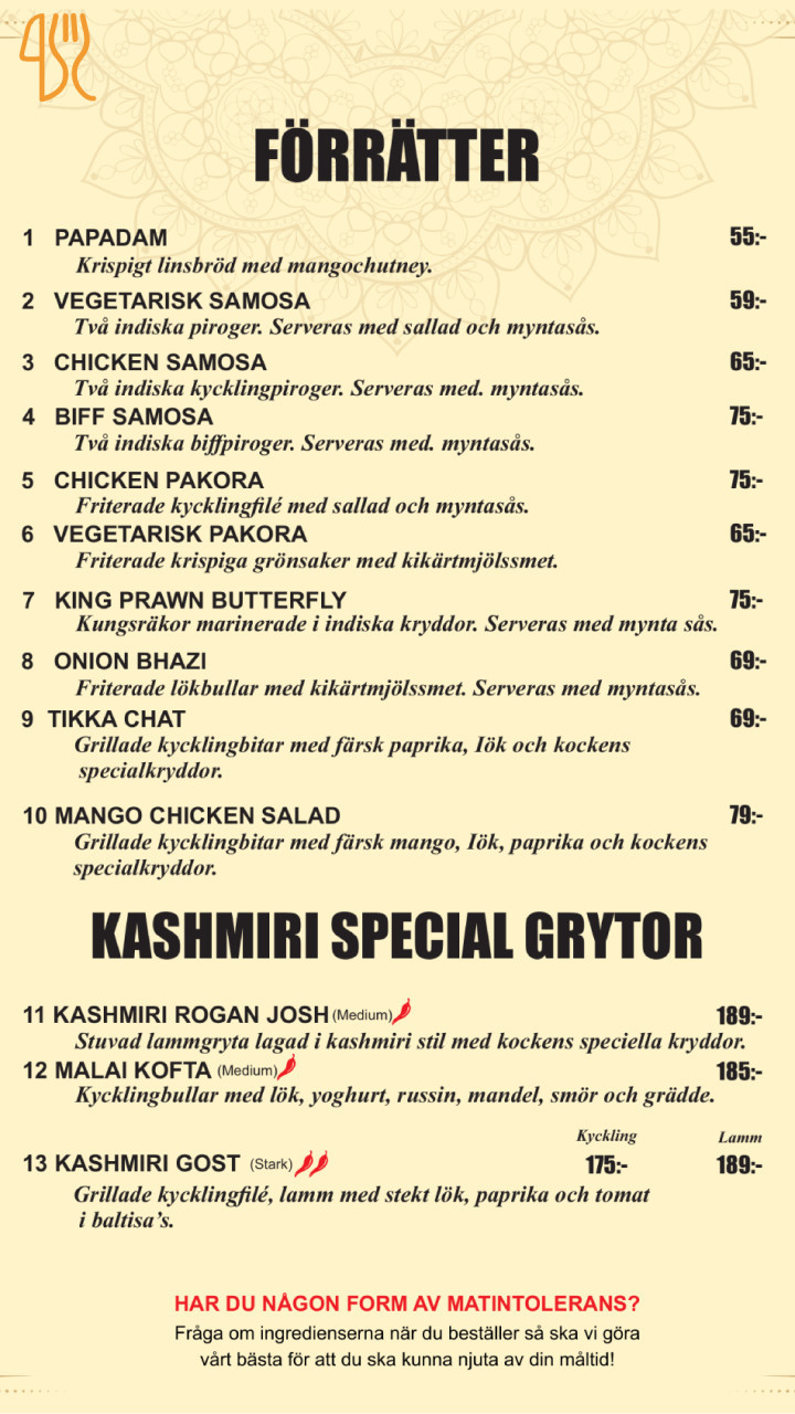 Indian Kashmir Indian Kashmir Meny