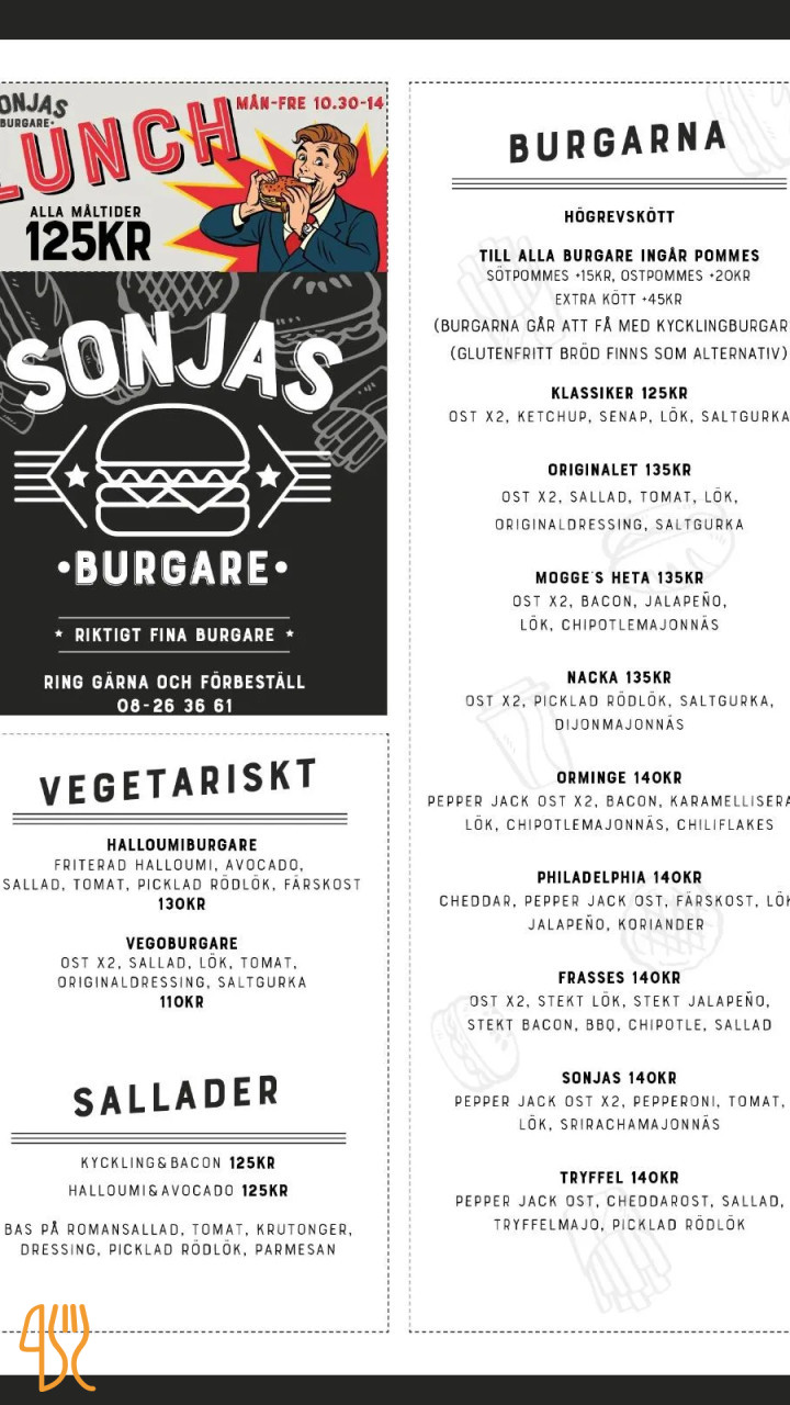 Sonjas Burgare Meny