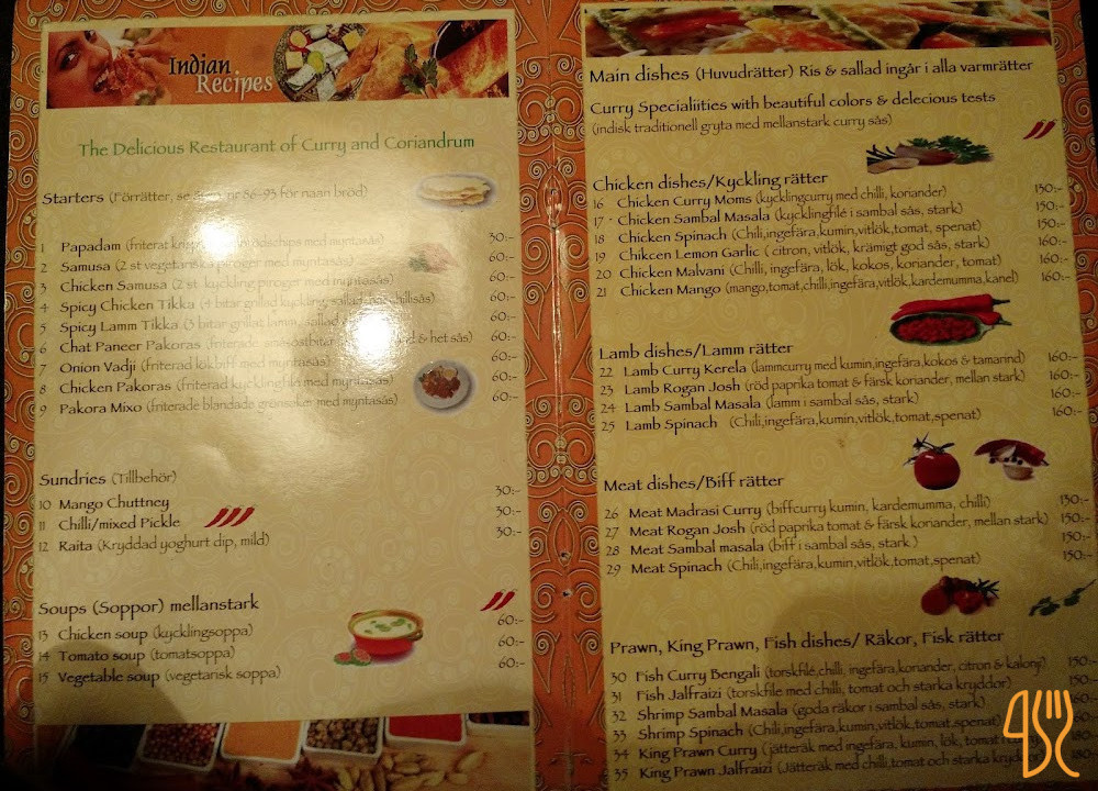 Restaurang Indian Inn Meny