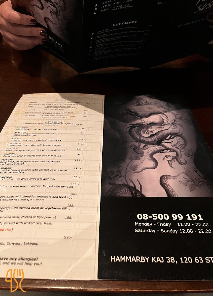 Tezukuri Sushi Meny