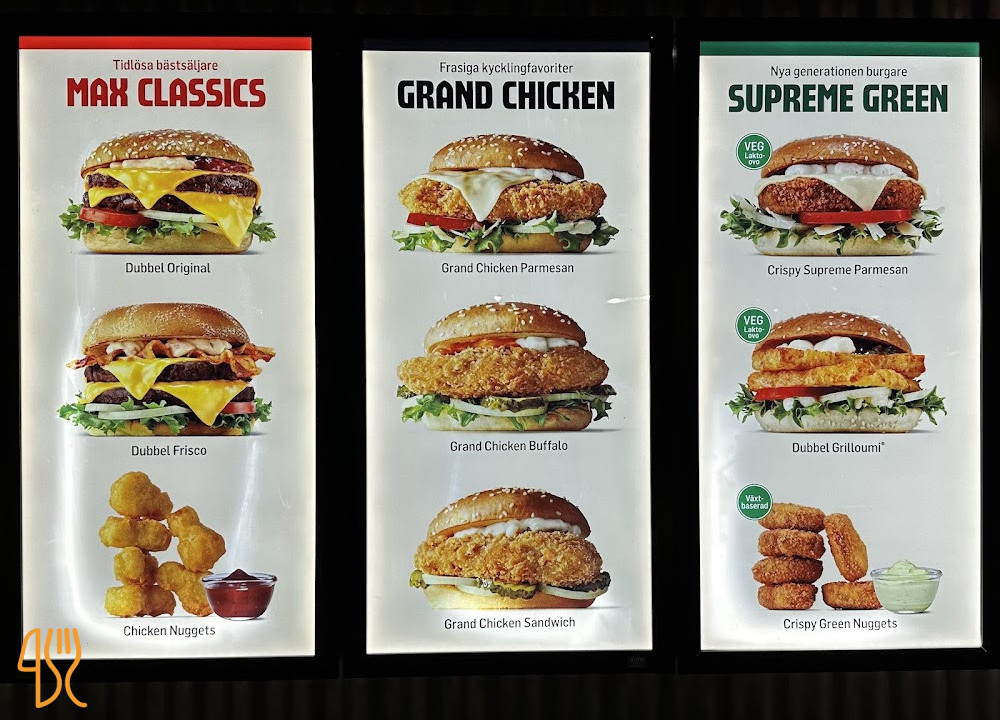 Max Burgers Meny