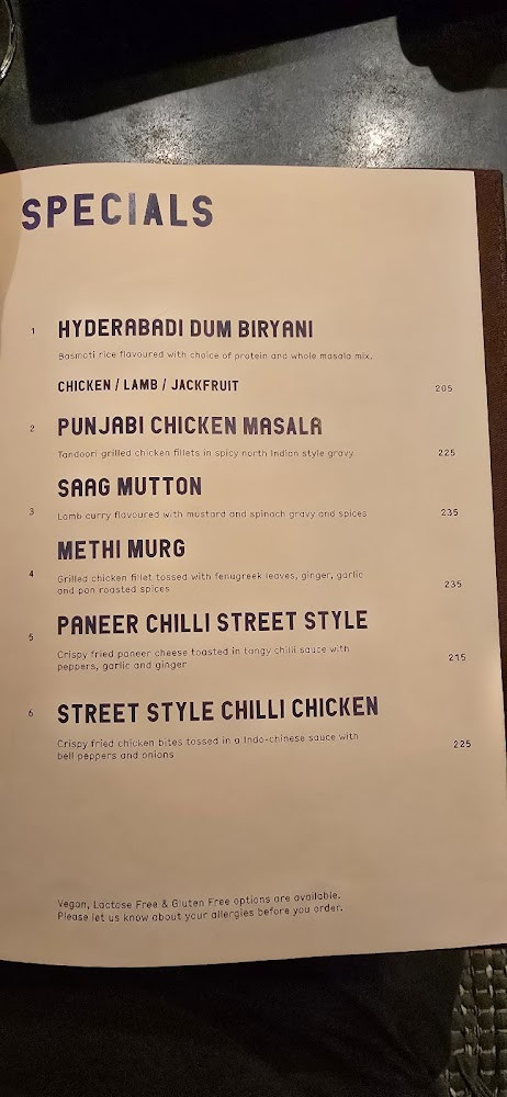 Indian Street Food Co Meny