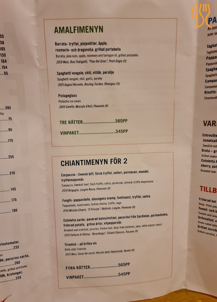Taverna Brillo Meny