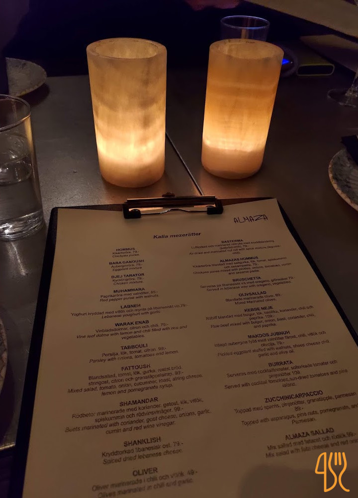 Restaurang Almaza Meny