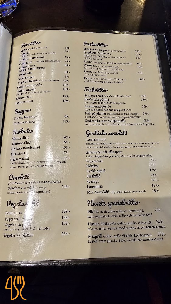Restaurang Akropolis Meny