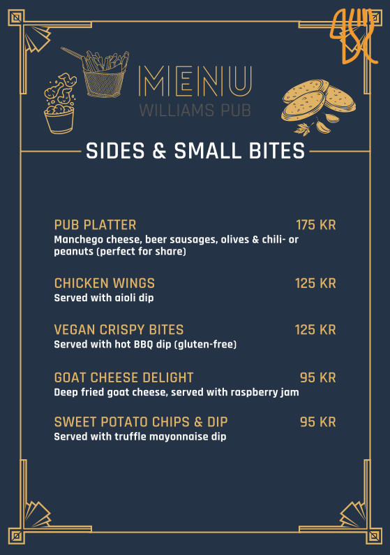 William's Pub Meny