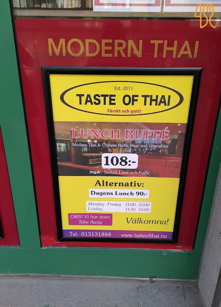 Taste Of Thai Meny