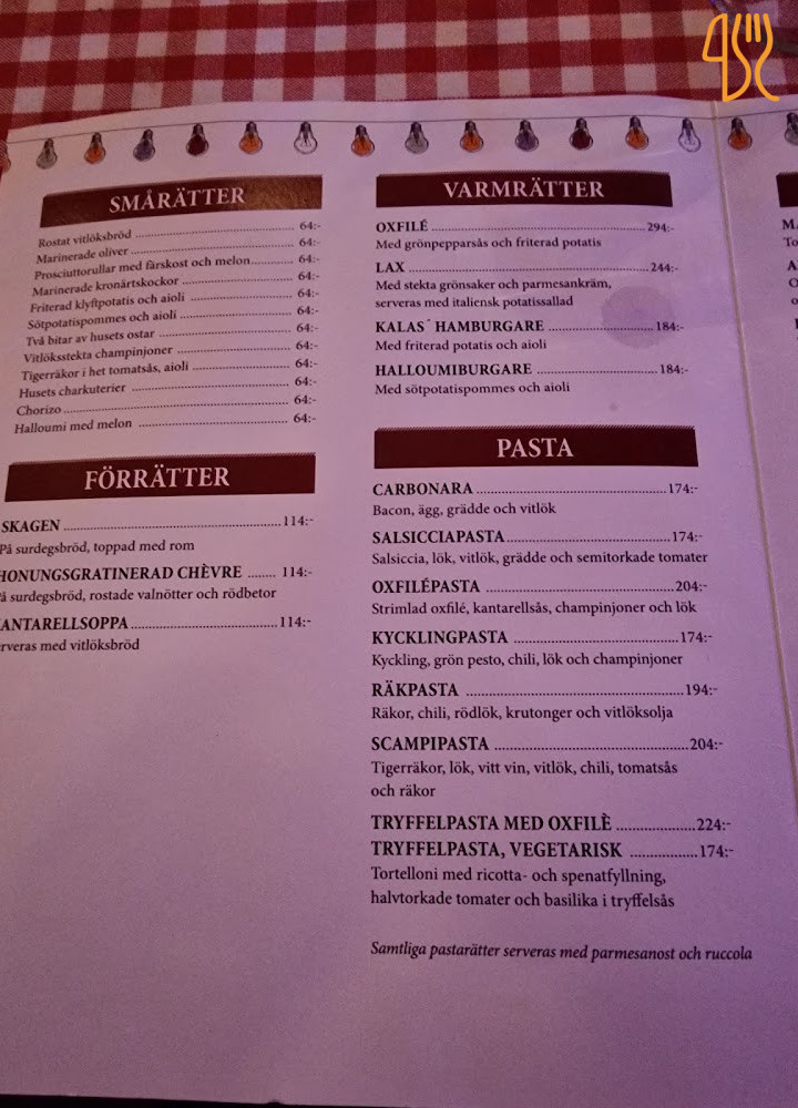 Kalas Restaurang Meny