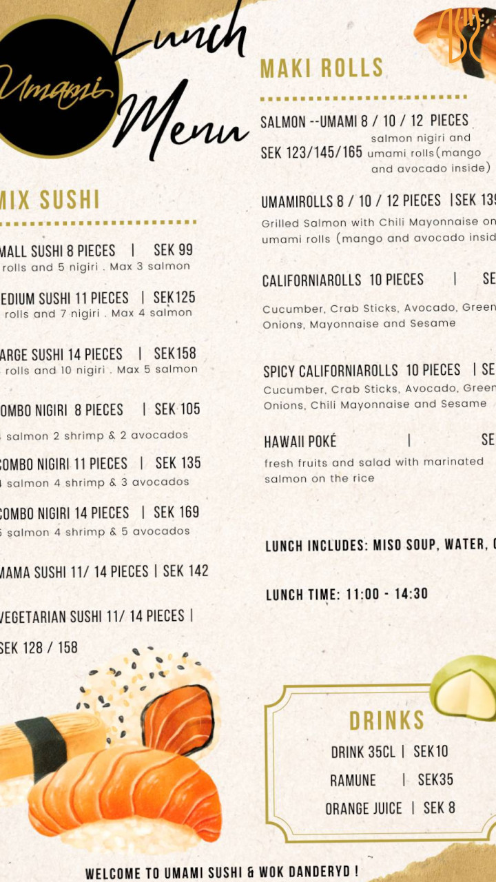 Umami Sushi Wok Danderyd Umami Sushi Wok Danderyd Meny