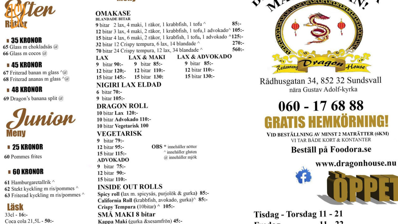 Dragon House Meny