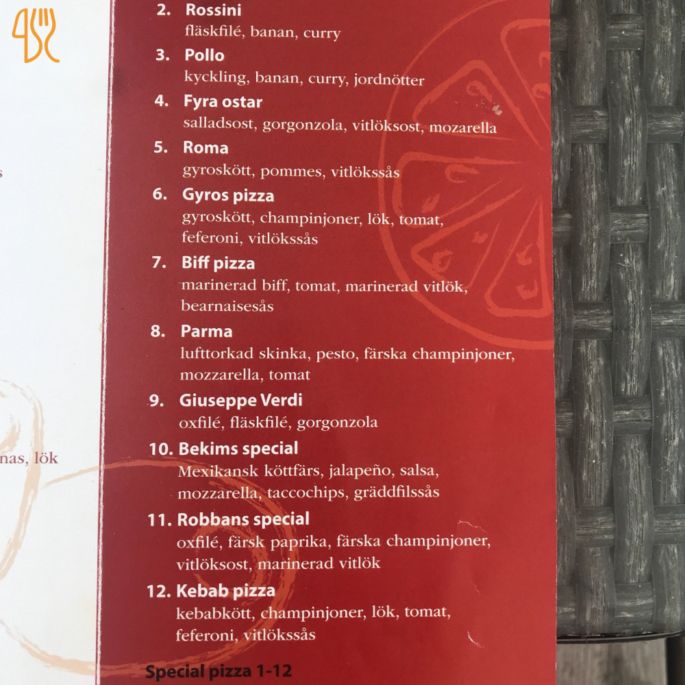 Robertos Restaurang Pizzeria Meny