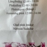 Namida Sushibar Meny