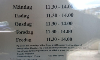 Ugglebowärdshus menu