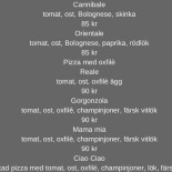 Restaurang Hörnet Meny