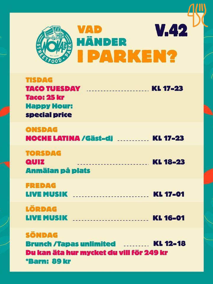 Novas Streetfood Park Meny